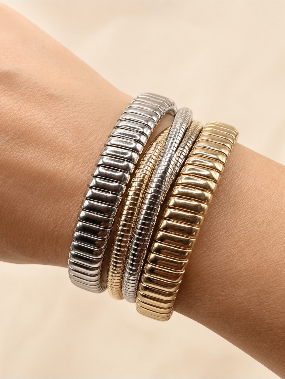 Elegant Silver and Gold Bracelet Set 316 L